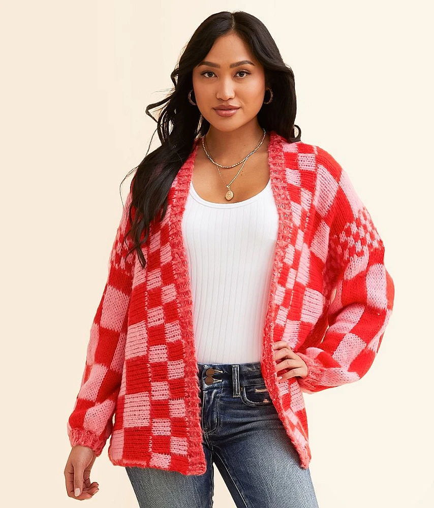 Checkered Cardigan Sweater