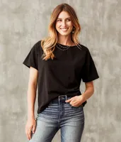 Buckle Black Ribbed Top