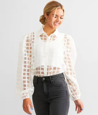 Polagram Sheer Lattice Blouse