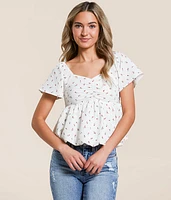 Willow & Root Floral Bubble Peplum Top