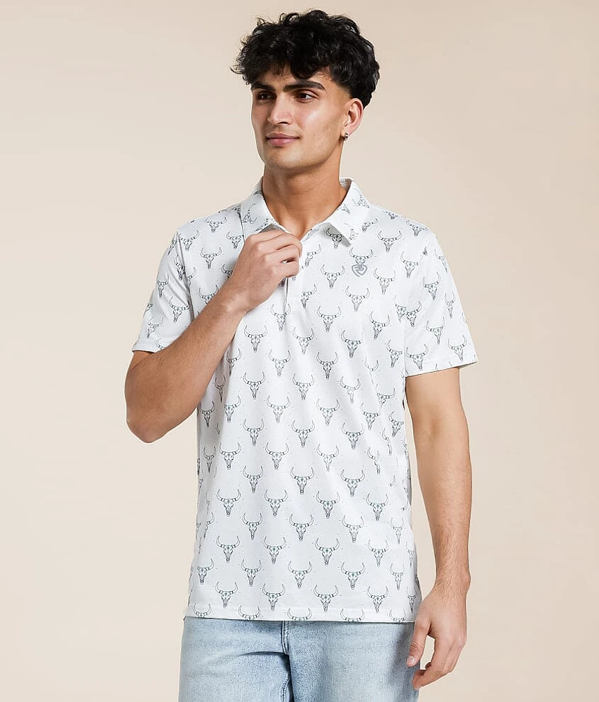 Rock & Roll Denim Longhorn Performance Stretch Polo
