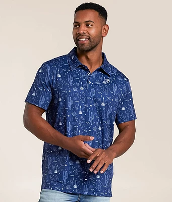 Rock & Roll Denim Cactus Stretch Polo
