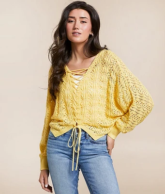 Willow & Root 2-Way Pointelle Cropped Sweater