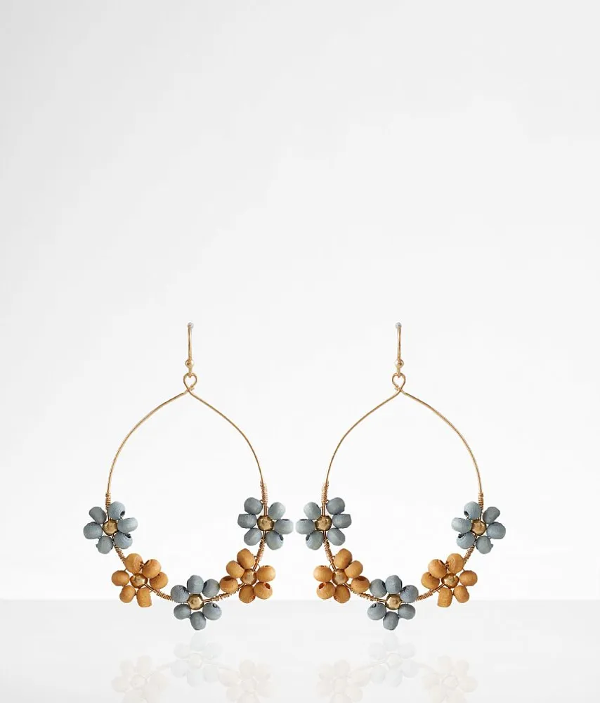 Wood Flower Bead Earring