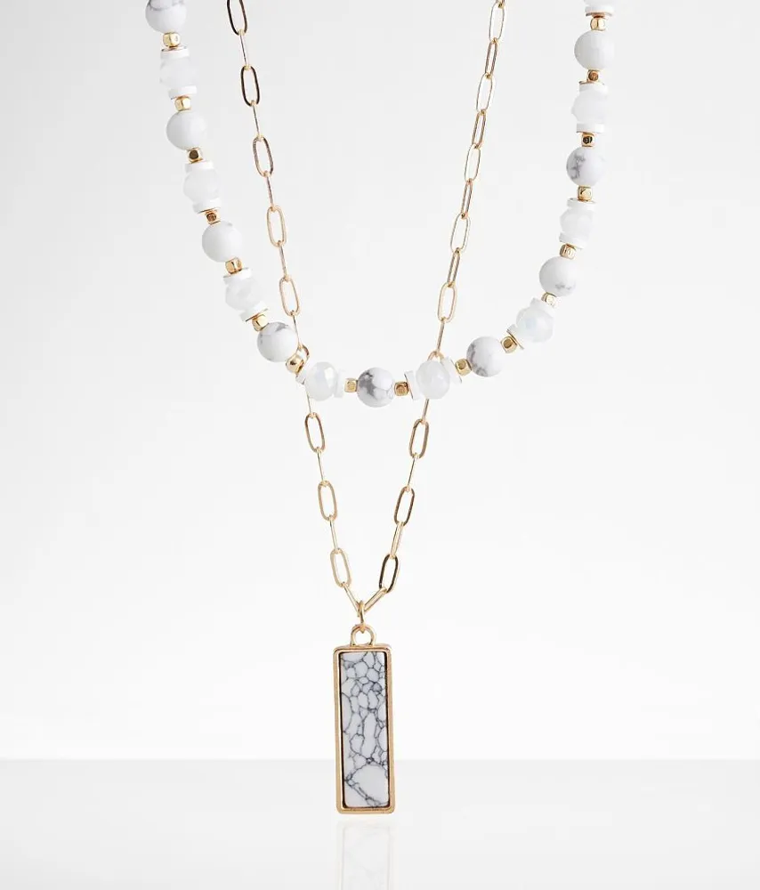 2 Pack Stone Necklace Set