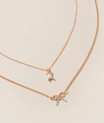 boutique by BKE 2 Pack Bow Necklace Set