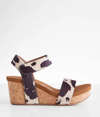 Very G Bonita Cow Print Wedge Sandal