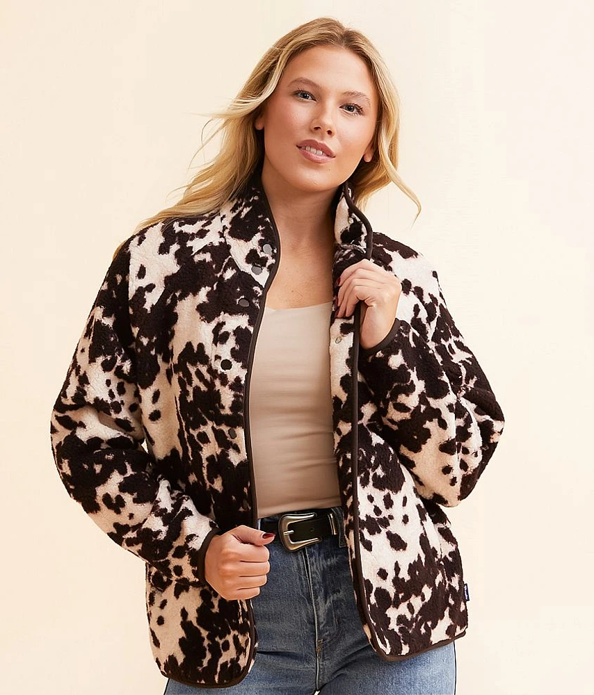 Cow Print Sherpa Jacket
