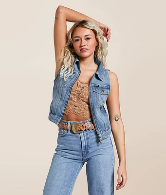 Wrangler Zip Down Denim Cropped Vest