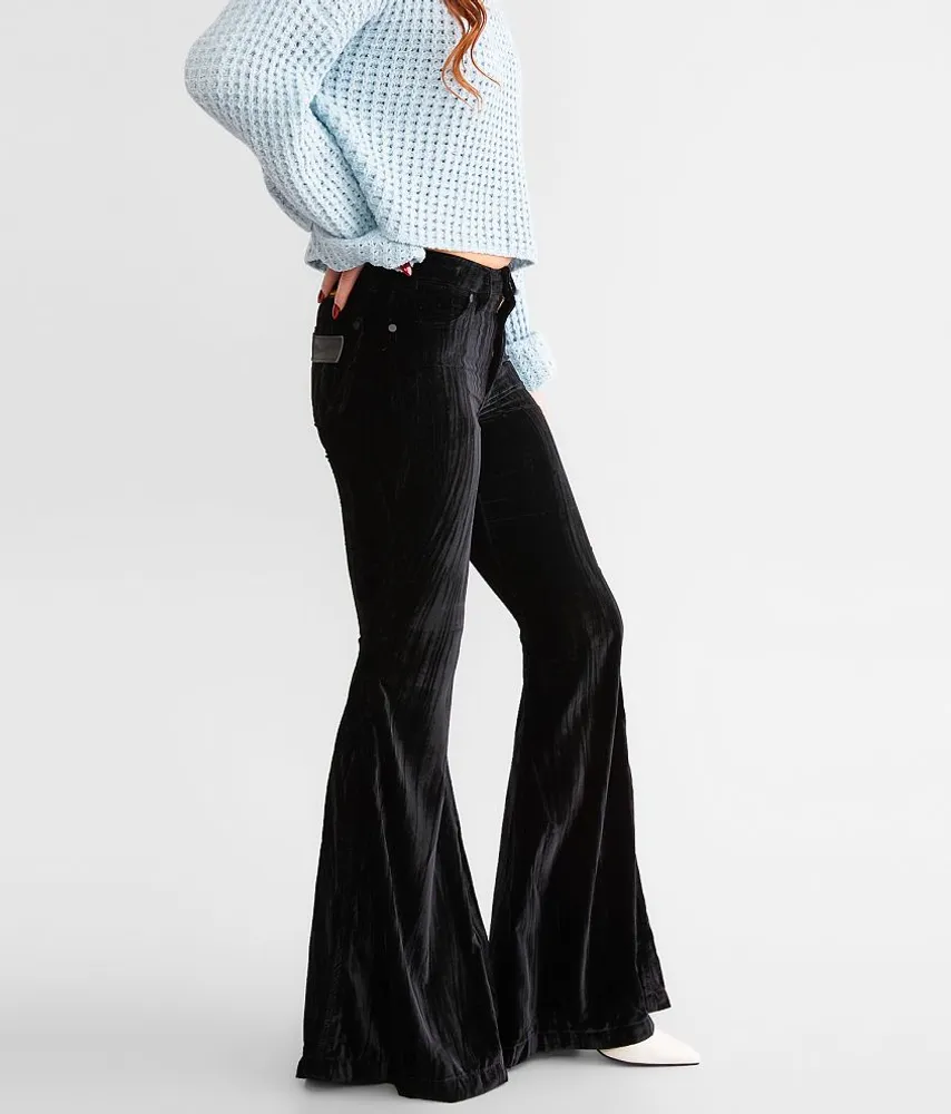 Retro High Rise Velvet Trumpet Flare Pant