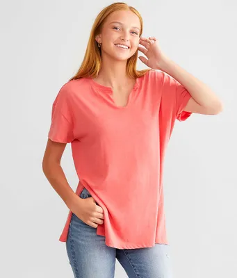 White Crow Split Neck T-Shirt