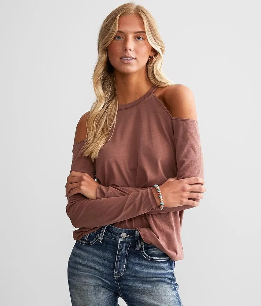 Rosette Cold Shoulder Top