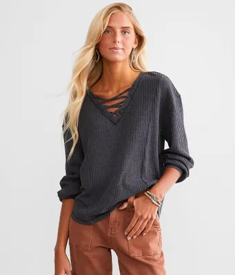 White Crow Audrey Waffle Knit Top