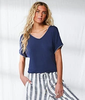 BKE Resort Whipstitch Dolman Top