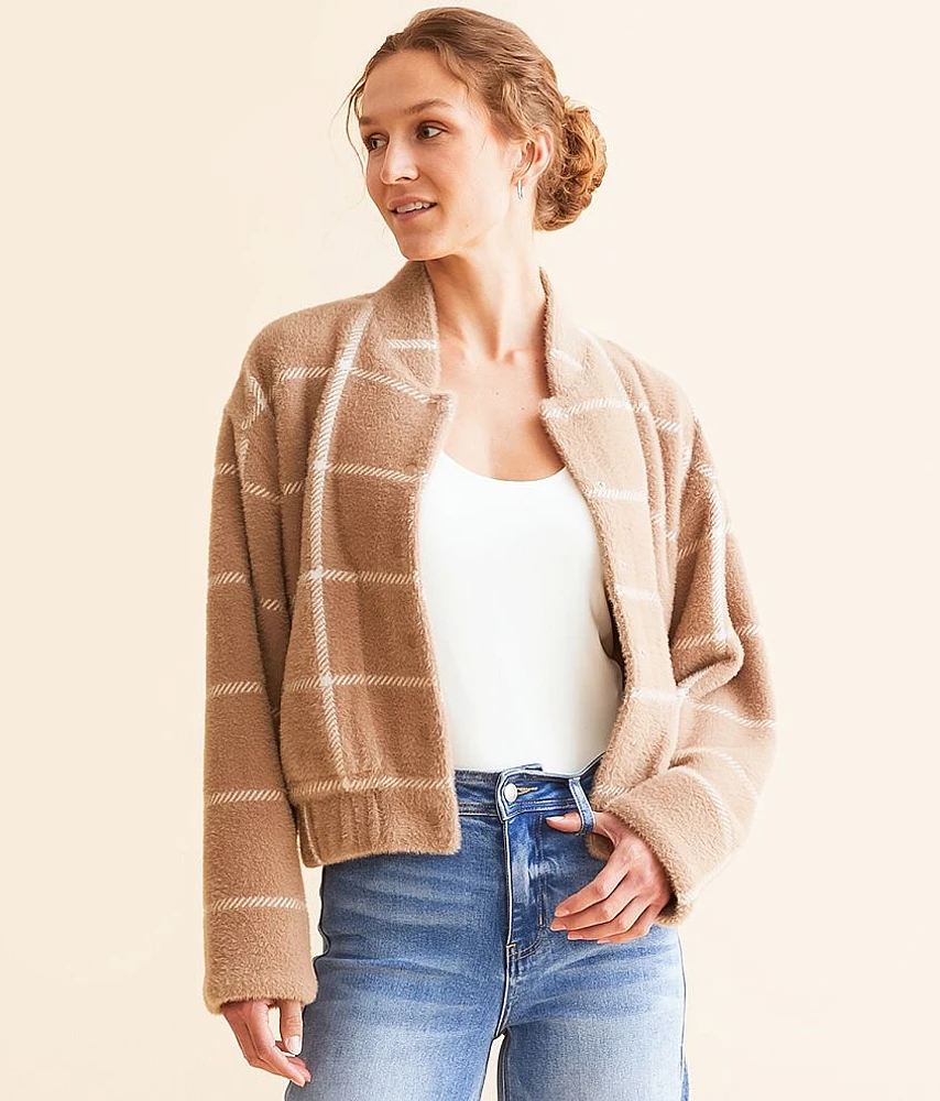 Lex Eyelash Plaid Bomber Jacket