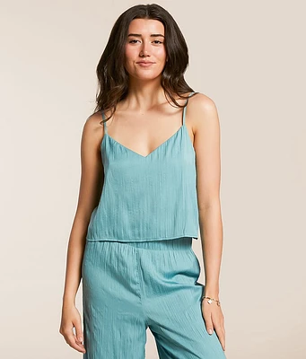 Z Supply Fiore Crinkle Satin Cropped Tank Top