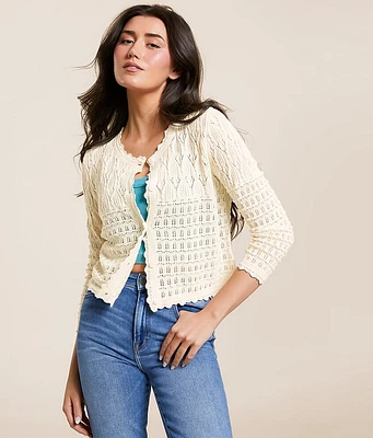 Z Supply Cardi Crochet Cropped Cardigan Sweater