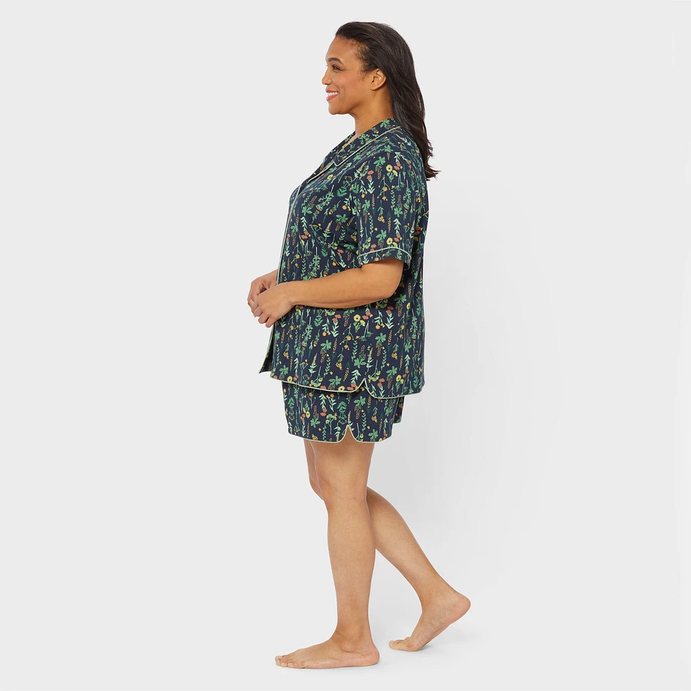 Women's Plus Cotton Knit Printmaker Short Pajama Set