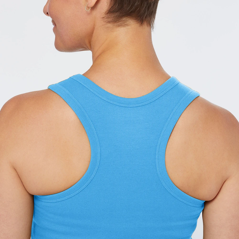 Women's No-Yank Rib Racerback Shelf Bra Tank