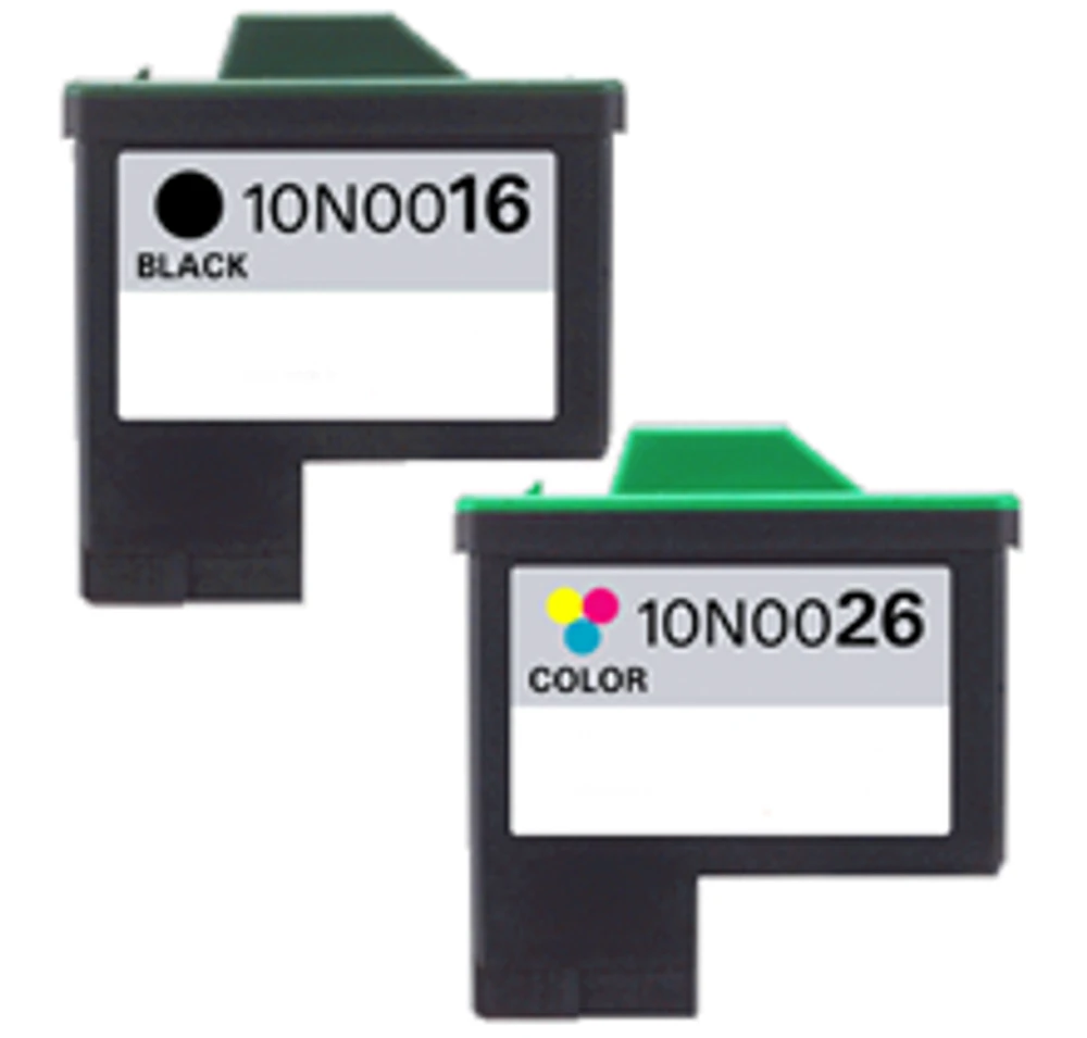 Lexmark 10N0016 / 10N0026 #16 / #26 INK/ INKJET Combo Black Tri Color