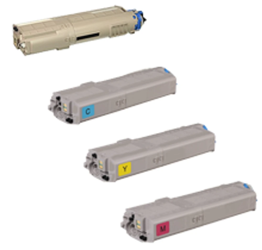 Okidata C532 / MC573 High Yield Laser Toner Cartridge Set Black Cyan Magenta Yellow