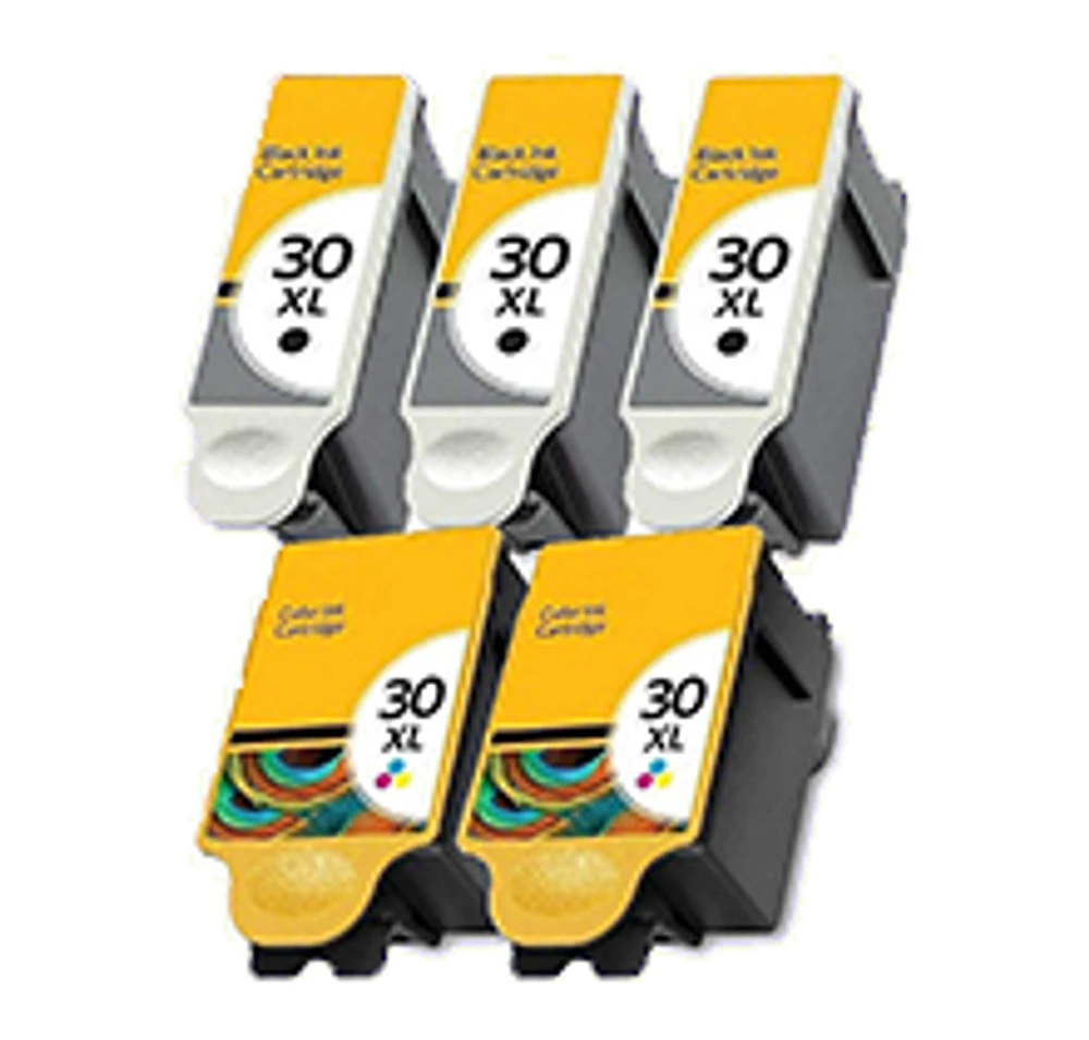 KODAK (30XL) 5 Pack 30XL INK / INKJET Cartridge COMBO Black x3 + Tri-Color x2