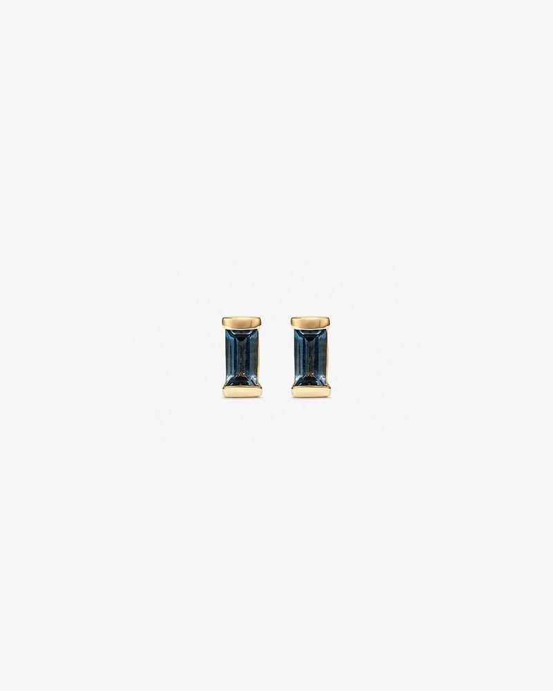 Stud Earrings with London Blue Topaz in 10kt Yellow Gold