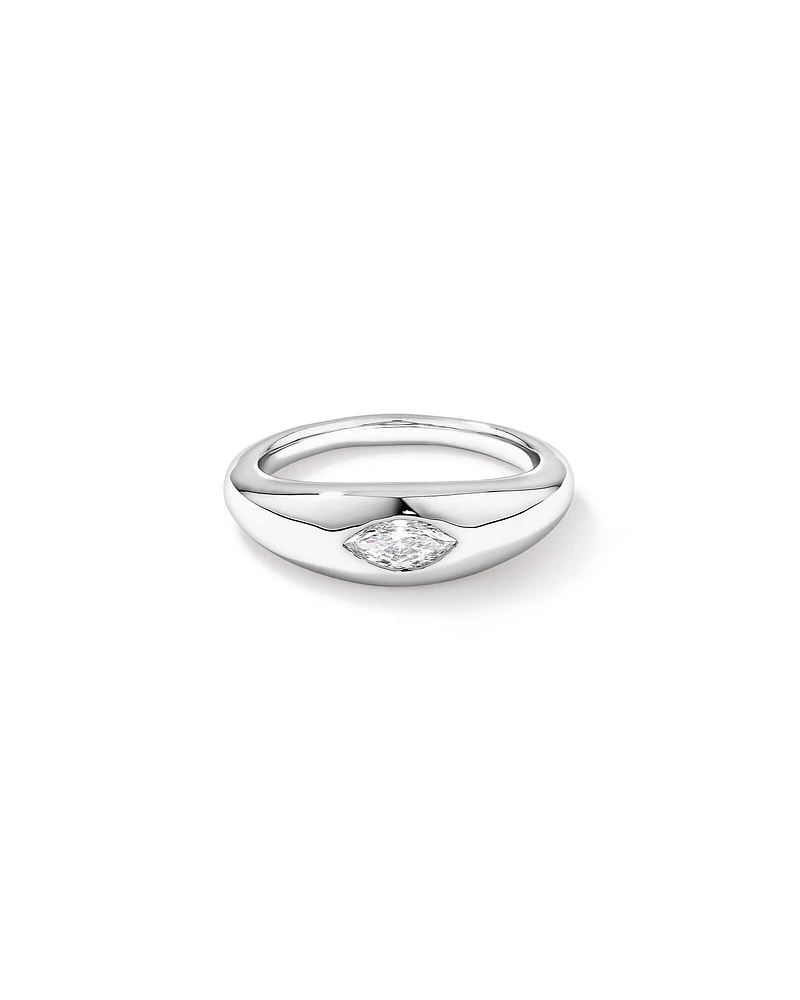 0.30 Carat TW Laboratory-Grown Marquise Diamond Dome Ring in Sterling Silver