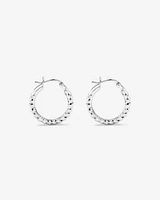Diamond Cut Texture Hoop Earrings in Sterling Silver