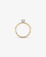 0.31 Carat TW Emerald Cut Diamond Halo Engagement Ring in 14kt Yellow and White Gold