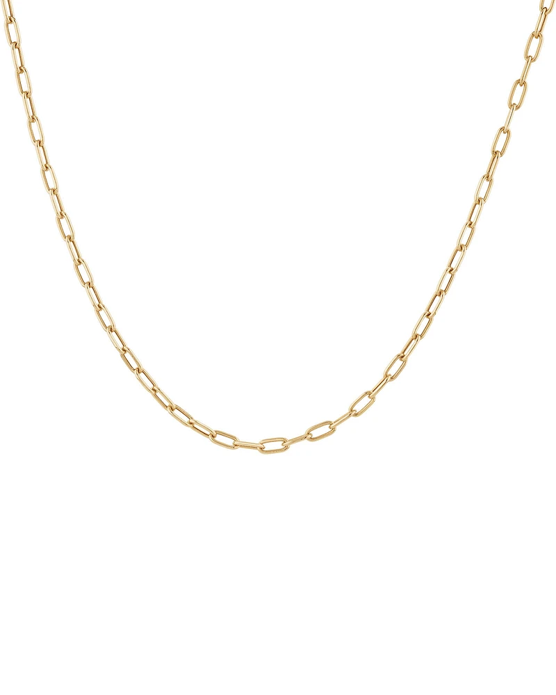 Chaîne à maillons trombone creux en or jaune 10 K de 45 cm, largeur de 3,5 mm