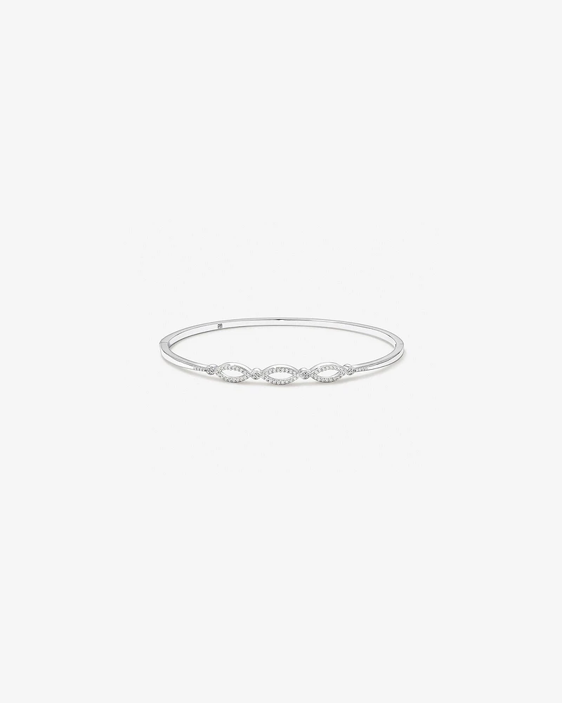 Triple Open Marquise Cubic Zirconia Bangle in Sterling Silver