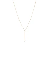 0.14 Carat TW Round Brilliant Diamond Bezel Set Lariat Necklace in 10kt Yellow Gold