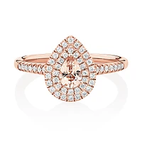 Sir Michael Hill Designer Fashion Ring with Morganite & 0.25 Carat TW of Diamonds in 10kt Rose Gold