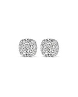0.30 Carat TW Cushion Shaped Diamond Cluster Stud Earrings in 10kt Yellow Gold