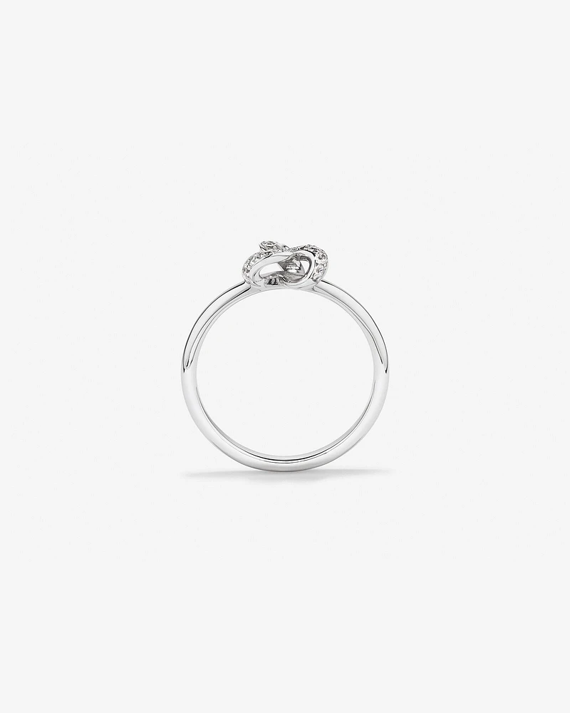 Cubic Zirconia Knot Split Band Ring in Sterling Silver