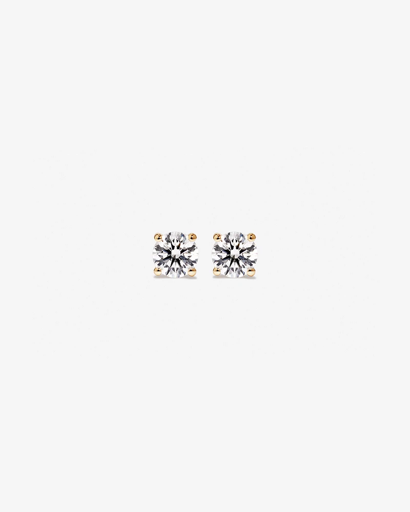 Carat TW Laboratory-Grown Diamond Solitaire Stud Earrings in 14kt Yellow Gold