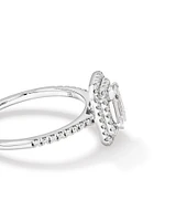 0.50 Carat TW Pie Cut Diamond Double Halo Engagement Ring in 14kt White Gold