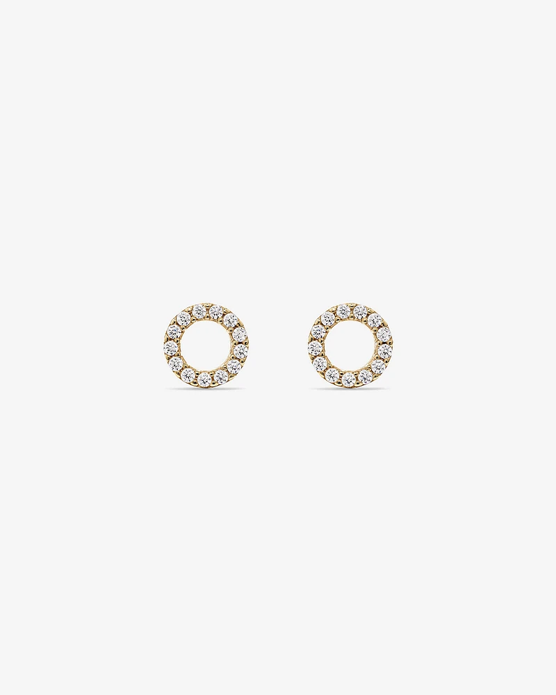 Cubic Zirconia Open Circle Stud Earrings in 10kt Yellow Gold