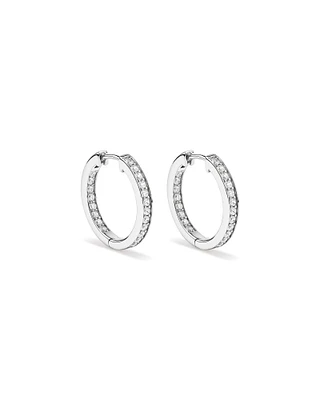 Boucles D'Oreilles Huggies Créoles De 20 Mm Avec Zircon Cubique En Argent Sterling