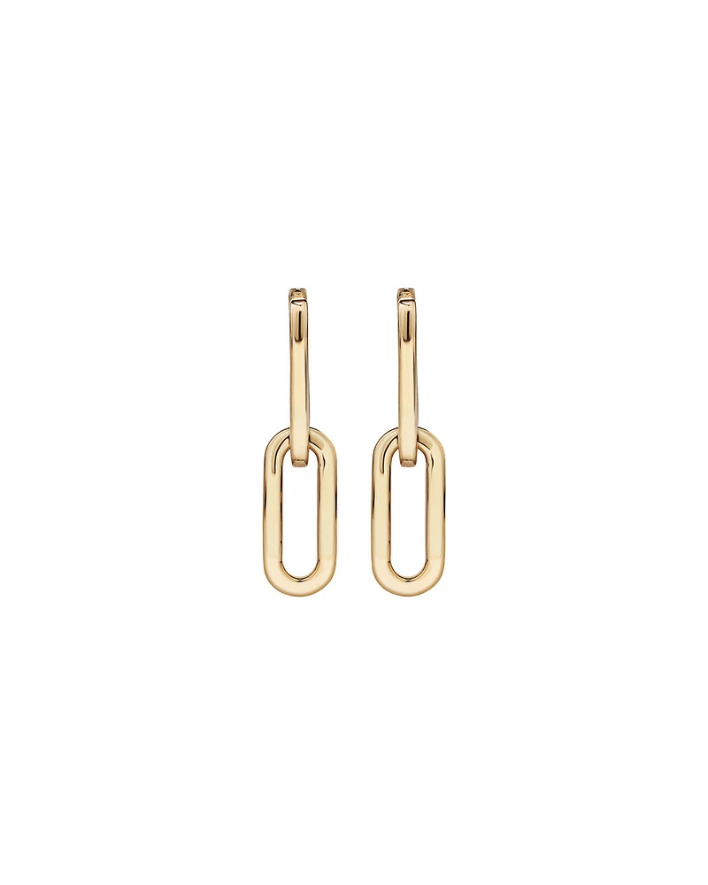 Paperclip Huggie Drop Earrings in 10kt Yellow Gold