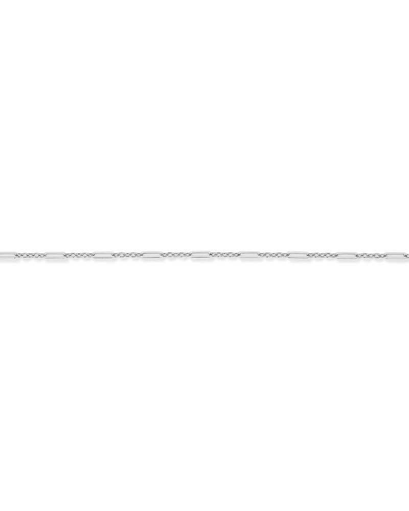 19cm (7.5") 3mm Width Fine Paperclip 3 and 1 Alternating Chain Bracelet in Sterling Silver