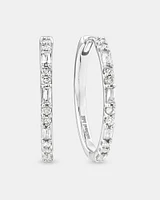 0.25 Carat TW Diamond Dot Dash Hoop Earrings in 10kt White Gold