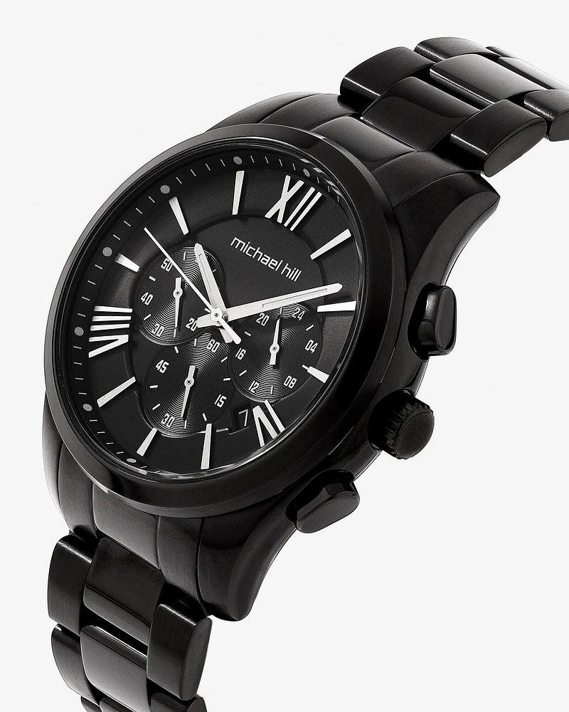 Men's Chronograph Watch in Black Tone Stainless Steel