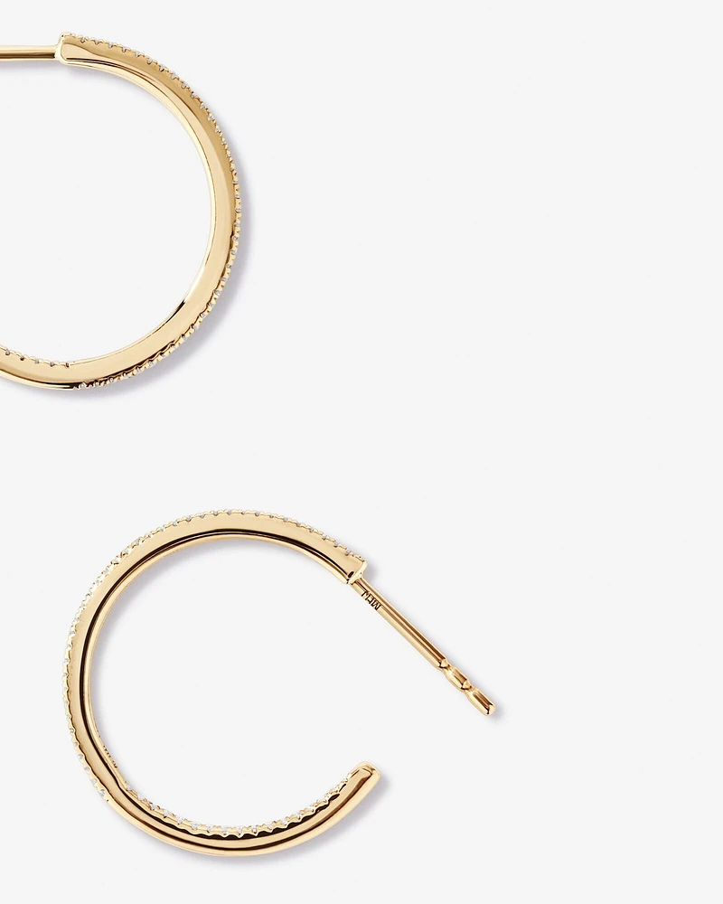 0.15 Carat TW Fine Diamond Hoop Earrings in 10kt White Gold