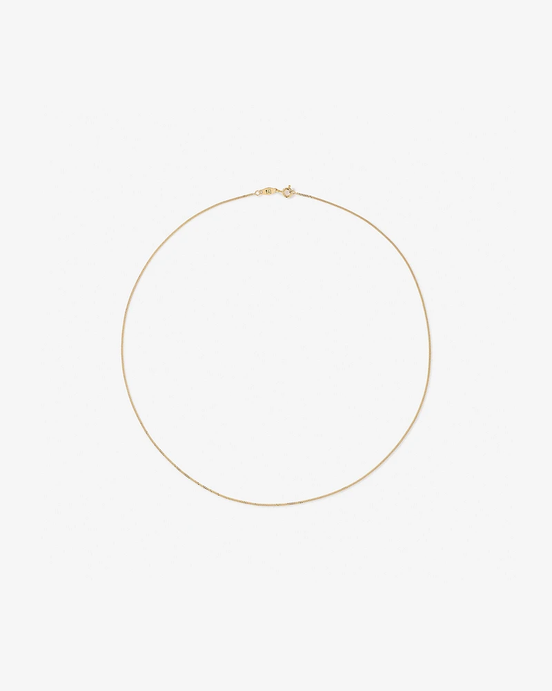 45cm (17") 1.05mm Width Solid Diamond Cut Curb Chain in 10kt Yellow Gold