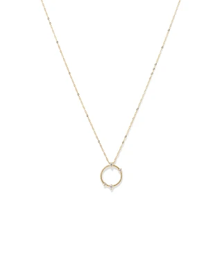 Diamond Studded Circle Necklace in 10kt Yellow Gold