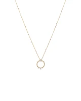 Diamond Studded Circle Necklace in 10kt Yellow Gold