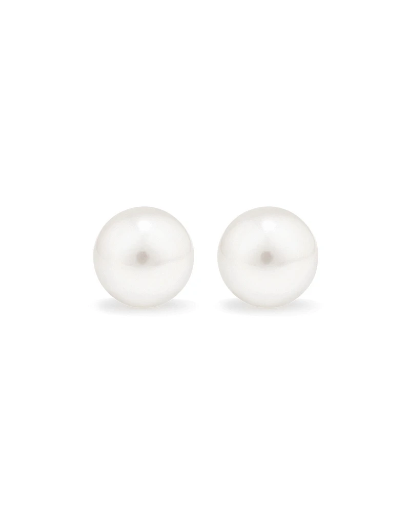Stud Earrings with 9mm Button Cultured Freshwater Pearls in Sterling Silver