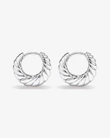 Small Croissant Huggie Earrings in Sterling Silver